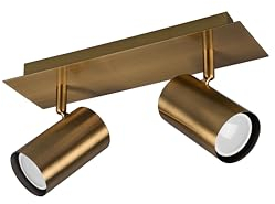 lightling modern Spotbalken Julie, 2-flammige Deckenlampe drehbar und schwenkbar, Deckenspot Spot Strahler Spotleiste, altmessing Metall, 2 x GU10 max. 35W, Länge 30 cm