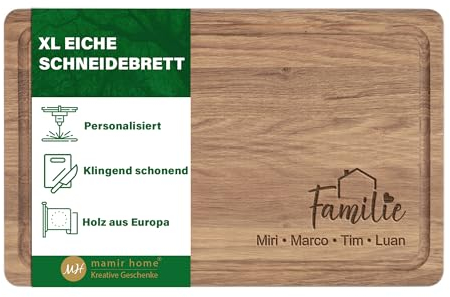 XL Schneidebrett Holz personalisiert | Einweihungsgeschenk | Hochzeitsgeschenk mit Name | Eiche 40x25x2cm | Geschenk Geburtstag Männer | Geschenkidee Frauen… (Haus)