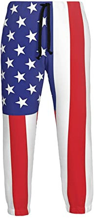 Ufuson 80er-Jahre-Sweathose für Herren, 90er-Jahre-Jogginghose mit Kordelzug, bedruckte Sporthose, usa-flagge, 41-44.5