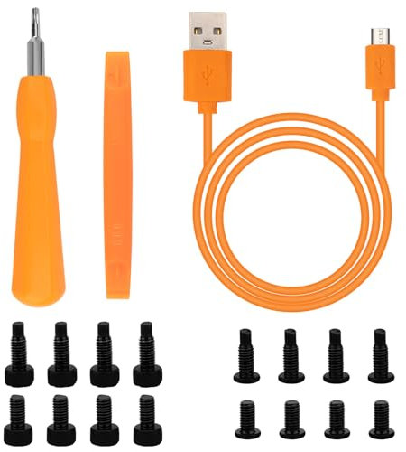 Ring Doorbell Screwdriver Replacementm,16pcs 4 Types Ring Doorbell Screws and Doorbell Charger Charging Cable Cord, Double-Ended T6 T15 Compatible with 2ND Video Doorbell, Doorbell 2, Pro and Elit