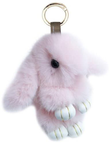 Xsclpomddy Mini Plüsch Hase Schlüsselanhänger Plüsch-Häschen Schlüsselanhänger Pom Poms Taschenanhänger Handtasche Autoschlüssel Dekoration,light pink