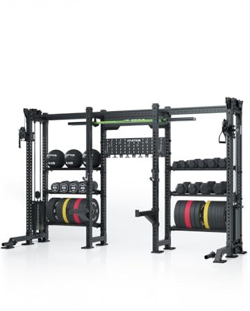 Atletica R8 Vulture | Power Rack | Cable Cross Power Rack | Storage System | Dualer Kabelzug mit 340cm Griffweite | 2x90kg Steckgewicht | Aufbewahrungssystem