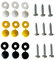 18 PCS Number Plate Screws - 9 Number plate screws Cap & 9 Screws/Nuts Bolts UK Car Fixing Kit - Black & Yellow Reg Number Plate Screw Caps - Plastic Nut Bolt Fixings Licence Custom Plates Kit