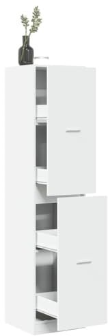 Homgoday Apothekerschrank Auszugschrank Apothekermöbel Aufbewahrungsschrank Küchenschrank Beistellschrank für Küche Wohnzimmer Büro Weiß 40x41x174,5 cm Holzwerkstoff