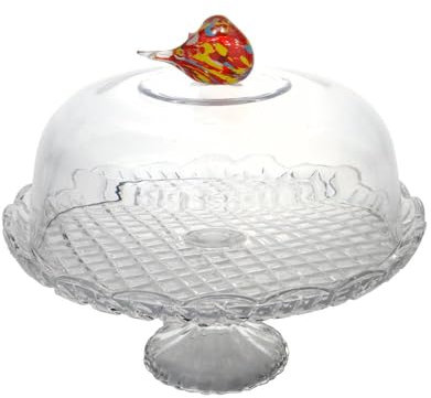 Table Passion - Cloche sur pied Oiseau en verre 30 cm