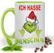 Grinch Tasse mit Lustigem Spruch, Ich hasse Menschen Mittelfinger|Geschenk Idee| Kaffee Tee Bürotasse | Fototasse, Motivtasse | Kaffeetasse, Teetasse |Keramik (Hellgrün)