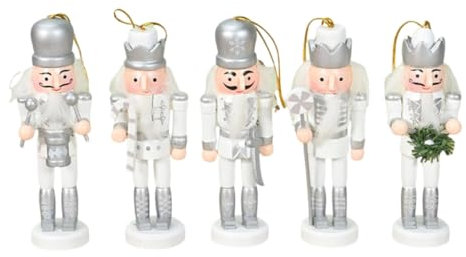 Lot de 5 breloques casse-noisettes miniatures en argent pour décoration de sapin de Noël