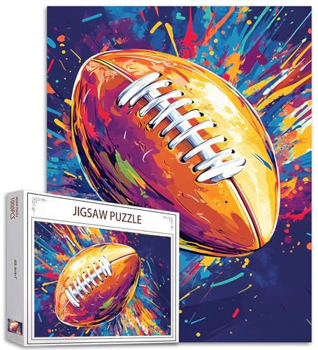 American Football 1000 Piece Jigsaw Puzzles for Adults and Children Rugby Graffiti Puzzles Doodle Art Puzzle Challenging Family Activity Games Colorful DIY Craft Puzzle Home Decor Gifts