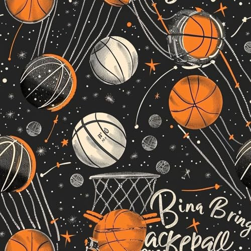 JIAOQSS Peel and Stick Wallpaper Dark Orange Basketball Sport Self Adhesive Wallpaper Renter Friendly Wallpaper Living Room Vinyl Wrap for Furniture Bedroom Removable Contact Paper
