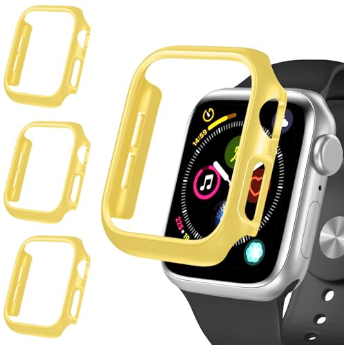 ivoler 3 Piezas Funda Dura PC para Apple Watch SE (2025/2022 / 2020) / Series 6 5 4 40mm (Sin Protector de Pantalla), Carcasa Protectora Antigolpes Delgado Antiarañazos Bumper Estuche, Amarillo