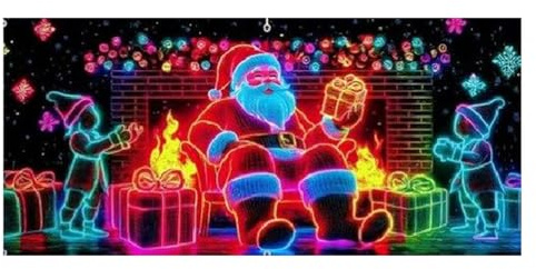 Santa Garage Door Cover - 13x6ft UV Fluorescent Holiday Decoration, Festive Living Room Backdrop, Christmas Home Decor for, Family Gatherings, Winter Festivities, Street Displays, Garden Use