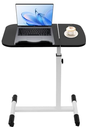 Shinpeed Beistelltisch mit Rollen, Höhenverstellbarer und neigbarer Laptop Stehpult, Kleiner Sofatisch für Wohnzimmer, Schlafzimmer, Pflegebett