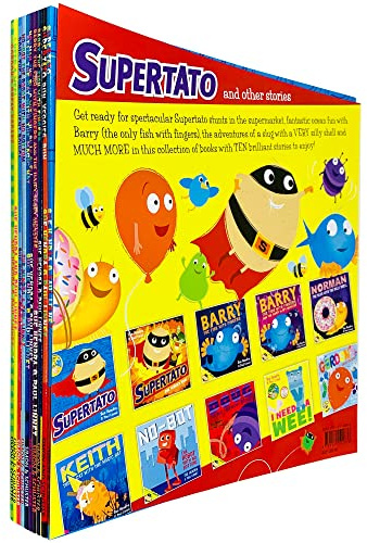 Supertato and Other Stories Collection 10 Books Set By Sue Hendra (Supertato, Run Veggies Run!, Barry the Fish with Fingers,the Hairy Scary Monster, Norman the Slug with a Silly Shell & More)