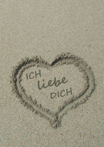 Notizbuch A4 - kariert - Herz im Sand Ich liebe dich: DIN A4 - Liebeserklärung - Tagebuch