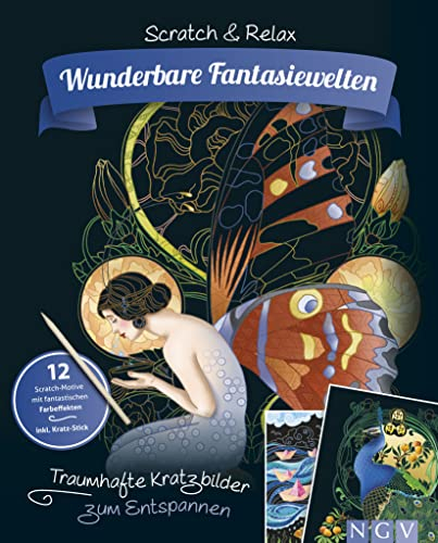 Wunderbare Fantasiewelten - Traumhafte Kratzbilder zum Entspannen: 12 Scratch-Motive mit fantastischen Farbeffekten inkl. Bambus-Stick