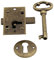 Klein Messing vergoldet non-mortise Schrank Lock in Messing antik