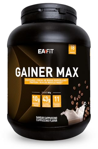 EAFIT-GAINER MAX - Prise de masse Gaine musculaire-Boisson hyperglucidique-Cappuccino-Un apport de glucide,de vitamines pour le sport pour la prise de poids-Shaker proteine pour la musculation