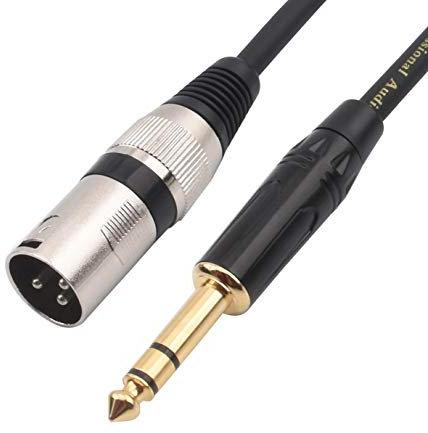 TISINO 6.35mm TRS Stereo Jack to XLR Male Balanced Signal Interconnect Cable Patch Cord Lead - 1m