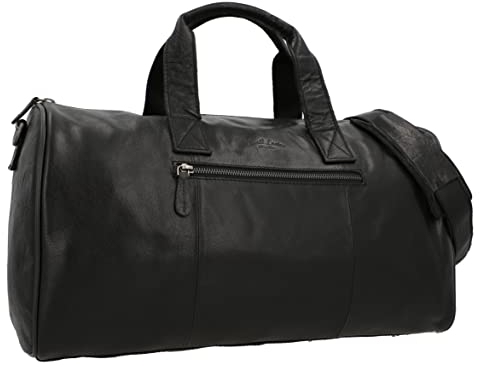 Gusti Weekender Herren Leder – Hall | Reisetasche 25L aus schwarzem Büffelleder | Sportlich, elegant & vielseitig als Handgepäck, Sport- & Alltagstasche