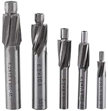 Jadeshay Avellanador del Molino de Extremo,5piezas M3-M8 Cortador Ranurado Brocas CNC Fresas Rotatorias Conjunto Herramienta 4 Flautas HSS-AL para Cobre Aluminio Acero Hierro Fundido
