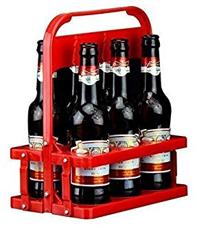 Gwill 1PCS Plastic Foldable 6-Pack Beer Bottle Caddy Bucket Holder Portable Collapsible Beer Basket for Daily Use and Party Suit For Diameter 6.3 cm 330ml