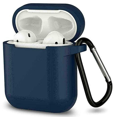 ELLENNE Cover Silicone Slim Compatibile per Apple AIRPODS 1 E 2 Custodia AntiGraffio + Gancio (Deep Blu)