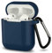 ELLENNE Cover Silicone Slim Compatibile per Apple AIRPODS 1 E 2 Custodia AntiGraffio + Gancio (Deep Blu)