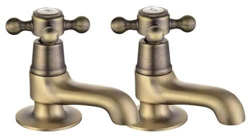 Paire de robinets piliers de lavabo en bronze brossé antique double mitigeur d'évier de salle de bain à levier croisé 2 pièces victorien traditionnel classique Peppermint