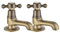 Par de grifos de pilar de lavabo de bronce cepillado antiguo para lavabo de baño, 2 unidades, estilo victoriano, tradicional clásico Peppermint