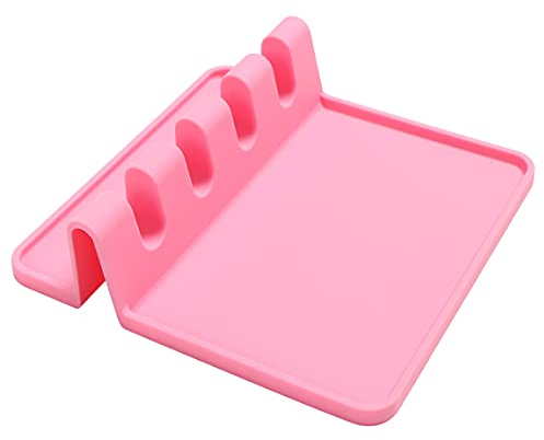 Kochlöffelablage Silikon Löffelablage Küchenutensilienablage Löffelhalter Kochlöffelhalter Utensilienablage Besteckhalter Küchenhelfer Ablage Küchenablage Kochwerkzeugen Löffel Rest (Rosa)