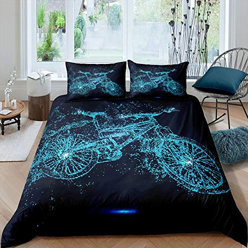 Homewish Mountainbike Comforter Abdeckung Motocross Racer Spiele Sport Bettwäsche Set Für Kinder Jungen Teen Jugend Dirt Bike Abdeckung Set Fahrrad Reiter Krawatte Dye Bettwäsche 135×200