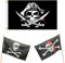 3 banderas de calavera, bandera de fiesta pirata, bandera de Jolly Roger, se aplica para decoración de Halloween, fiesta pirata, cosplay pirata, 150 x 90 cm (negro)