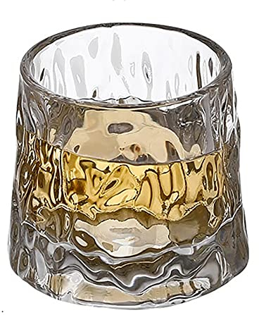 Occhiali Da Whisky Set Di 2, 160ML Vetri Di Cristallo Rotante Vintage Scotch Whisky Transparent Crystal Thick Occhiali Da Fondo Perfetto Per Cocktail, Borbone (Color : C)