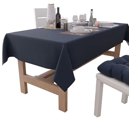 PETTI Artigiani Italiani - Tovaglia, Tovaglia da Tavola, Tovaglia Cucina in Cotone Disegno Tinta Unita Blu X12 Posti (140x240 cm) 100% Made in Italy