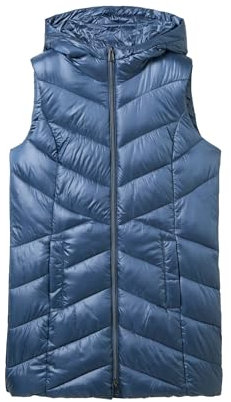 TOM TAILOR Damen 1041490 Lange Steppweste mit Kapuze, 26779-Nighttime Blue, L