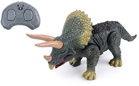 Technobot - Ferngesteuerter Triceratops-Dinosaurier - Roboter - 088363 - Grün - Einsatzbereit - Wiederaufladbarer Akku und Batterien inklusive - Infrarot - Kinderspielzeug - Ab 4 Jahren