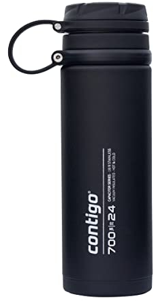 Contigo Fuse stainless steel drinks bottle, 100 % leakproof, large water bottle with wide screw-top lid, keeps drinks cold for up to 30 hours, premium outdoor insulated bottle, 700 ml
