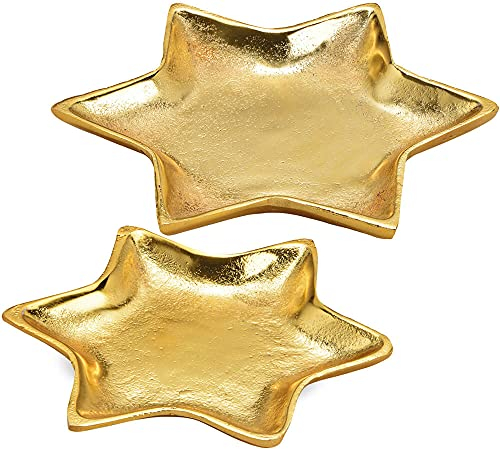 Matches21 - Plato decorativo con forma de estrella, diseño de estrella, color dorado y metal, 1 unidad, diámetro de 21 x 2 cm