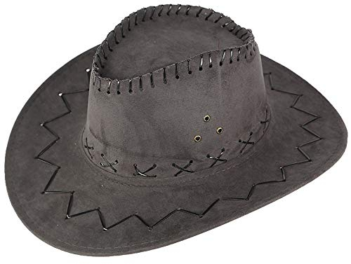 U-K Western Cowboy Hut Kunstleder Cowboy Hut Western Cowgirl Australien Texas Cowboy Hüte Unisex Grau 1 Stück bezaubernd Qualität und langlebig