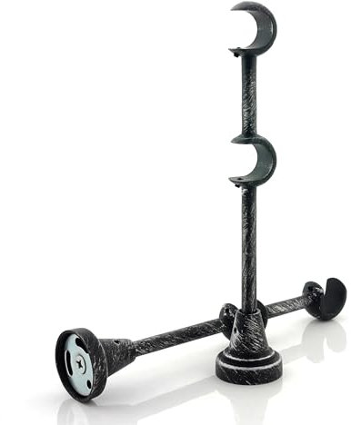 GIRASOLE HOME® Support double ouvert pour 2 tringles à rideaux, 2 pièces, support mural en aluminium, résistant pour bâtons de diamètre de 18 à 20 mm (double ouverture 218 mm, noir et argent)
