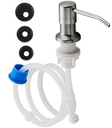 WANGCL Dispensador de jabón para Fregadero de Cocina, dispensador de loción de Acero Inoxidable con Manguera de Silicona de 120 cm y 3 Tapas de Botella para el hogar, Cocina, baño, Plateado