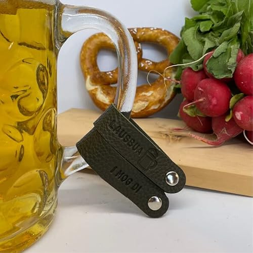 Nessis Manufactur Henkel Maßkrugband Bierkrugmarkierer Biergkrugband Oktoberfest Wiesnmald/Lausbua/I mog di (Lausbua - Oliv)