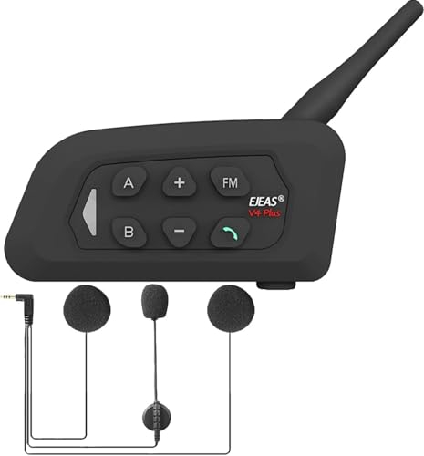 3T6B V4 Plus Motorrad Bluetooth Intercom Headset, Motorcycle Helmet Bluetooth 5.1 Headset, IP65 Wasserdicht Motorradhelm Kommunikationssystem mit FM, CVC Noise Cancellation, Voice Control