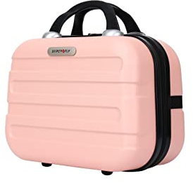 TROLLEY ADC - Vanity Case Rigide 21x29x11cm - 1,2Kg - 11 litres - Trousse de Toilette Femme Homme - Solide 100% ABS Idéal pour Partir en Week-End ou en Voyage - Collection Tropic - Rose Saumon