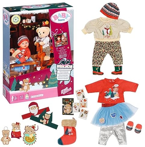 BABY born Adventskalender mit 24 Überraschungen, enthält Kleidung und Accessoires für 43 cm Puppen, 834466 Zapf Creation