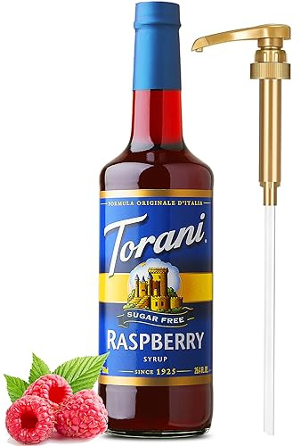 Sirop de framboise sans sucre pour boissons 750 ml | avec Little Squirt Syrup Pump