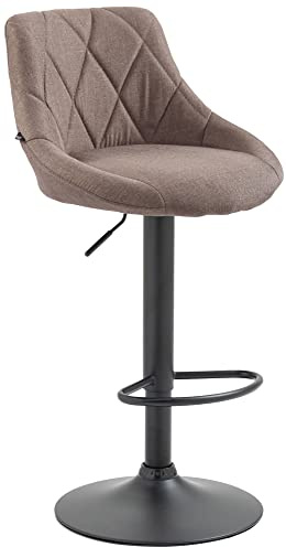 CLP Barhocker Lazio Mit Stoffbezug I Drehbarer Thekenhocker Mit Fußstütze I Höhenverstellbarer Barstuhl Mit Trompetenfuß, Farbe:Taupe, Gestell Farbe:schwarz
