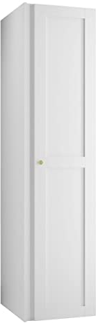 Mirjan24 Kleiderschrank Rotuni 1D, Schrank mit 2 Fächer und 2 Doppelhaken, Drehtürenschrank, Garderobenschrank (Weiß)