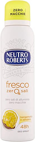 12x Neutro Roberts Deo Fresco Giallo Deodorant-Spray, ohne Aluminiumsalze, ohne Flecken, Zitrusduft nach Bergamotte und Ingwer, 150 ml + Italian Gourmet Polpa 400g