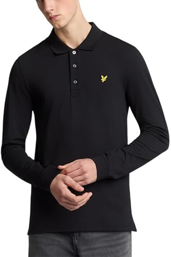Lyle & Scott Men's Longsleeved Polo Shirt, Jet Black, L